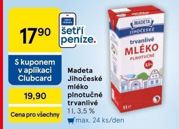 Mléko trvanlivé Jihočeské Madeta - 3,5% plnotučné