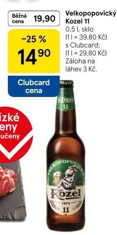 Pivo světlý ležák 11° Medium Velkopopovický Kozel