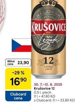 Pivo světlý ležák Královský 12° Krušovice