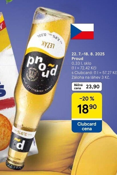 Pivo světlý ležák Proud
