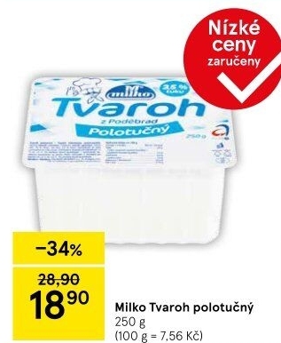 Tvaroh polotučný z Poděbrad Milko