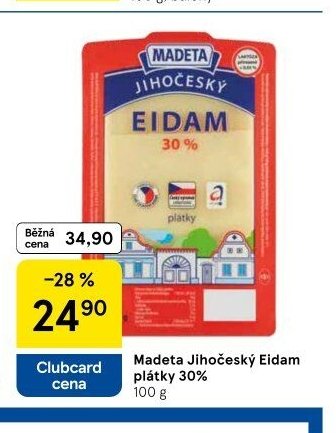 Madeta Jihočeský Eidam plátky 30%