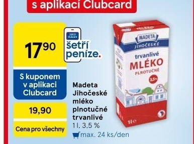Mléko trvanlivé Jihočeské Madeta - 3,5% plnotučné