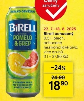 Nealkoholické pivo ochucené Birell