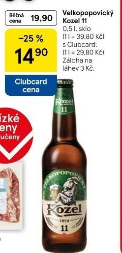 Pivo světlý ležák 11° Medium Velkopopovický Kozel