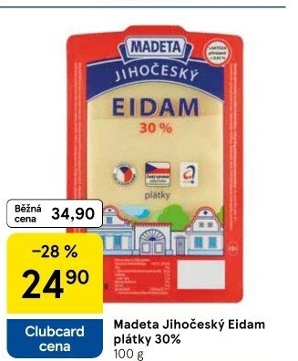 Sýr Eidam Jihočeský 30% Madeta