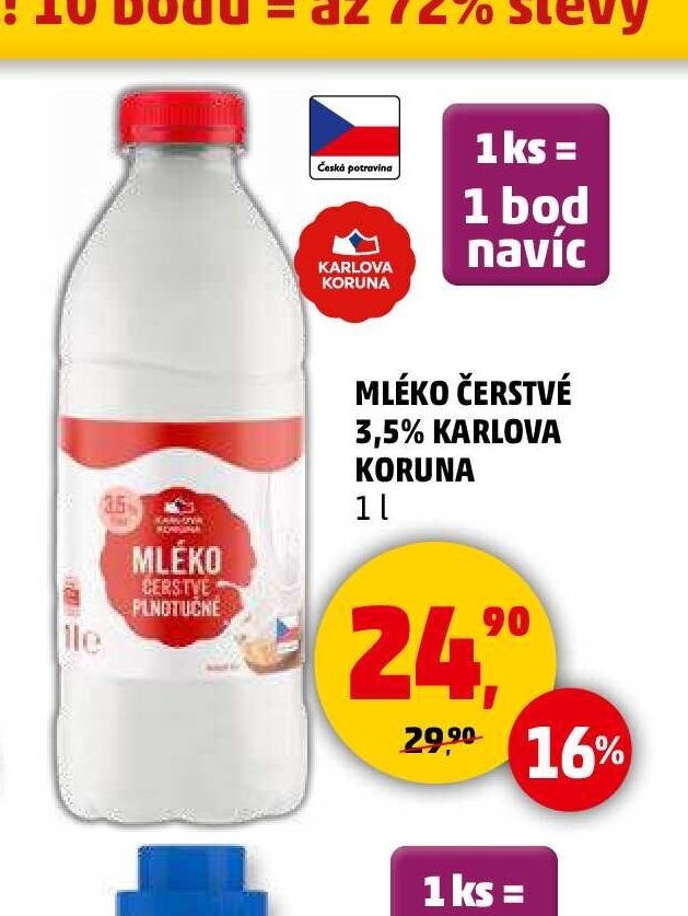 Mléko čerstvé 3,5% Karlova Koruna 1 l