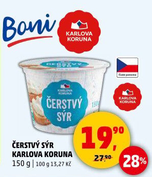 Čerstvý sýr Karlova Koruna