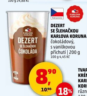 Dezert pudink se šlehačkou Karlova Koruna