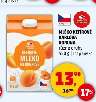 Kefírové mléko ochucené Karlova Koruna