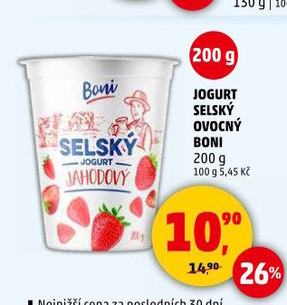 Ochucený jogurt selský Boni