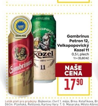 Gambrinus Patron 12, Velkopopovický Kozel 11