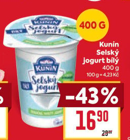 Bílý jogurt selský Mlékárna Kunín
