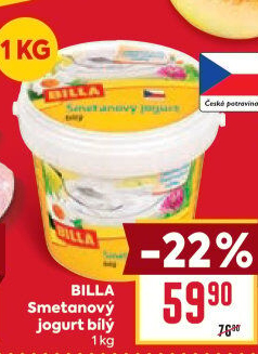 Bílý jogurt smetanový Billa