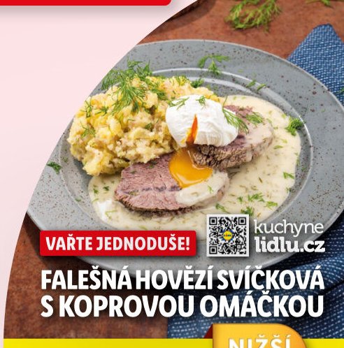 FALEŠNÁ HOVĚZÍ SVÍČKOVÁ S KOPROVOU OMÁČKOU