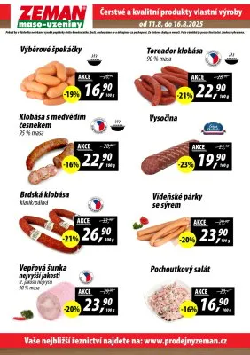 akční leták ZEMAN maso - uzeniny 11.8.2025-16.8.2025