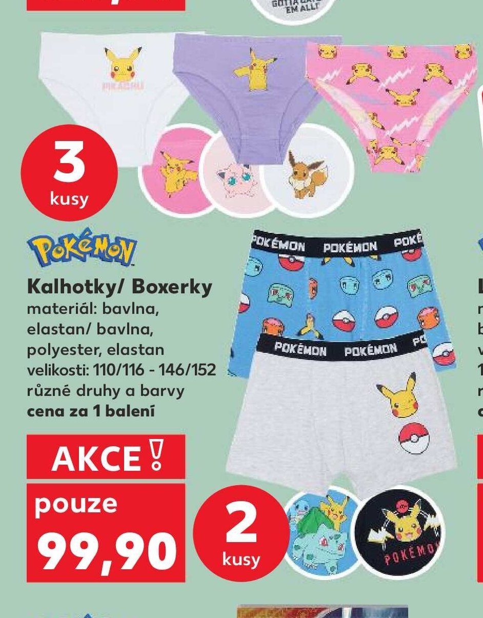 Kalhotky / Boxerky Pokémon (3 kusy)