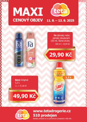 akční leták Teta drogerie 11.8.2025-13.8.2025