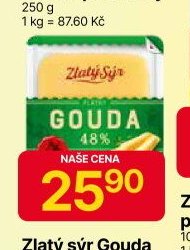 Zlatý sýr Gouda plátky 48%
