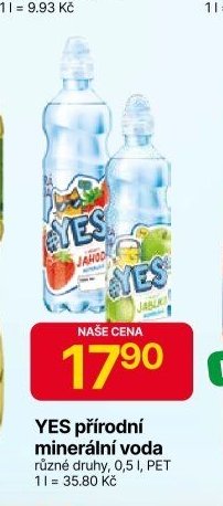 YES přírodní minerální voda