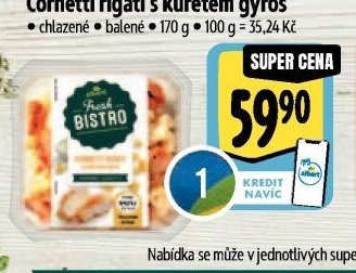 Cornetti rigati s kuřetem gyros