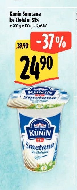 Kunín Smetana ke šlehání 31%