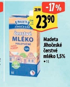Madeta Jihočeské čerstvé mléko 1,5%