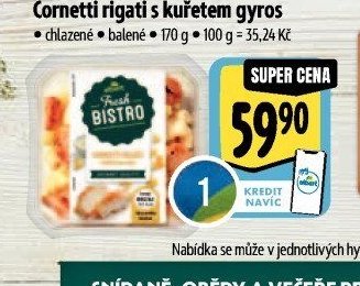 Cornetti rigati s kuřetem gyros