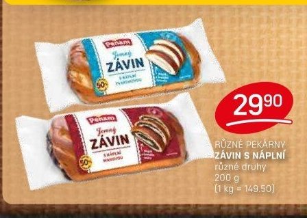 RŮZNÉ PEKÁRNY ZÁVIN S NÁPLNÍ