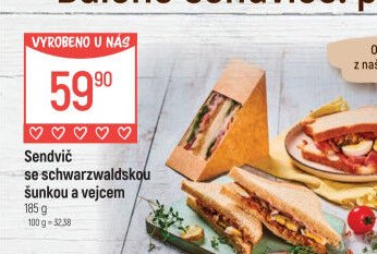 Sendvič se schwarzwaldskou šunkou a vejcem