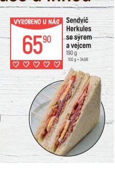 Sendvič Herkules se sýrem a vejcem