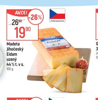 Madeta Jihočeský Eidam uzený 44 % t. v s.