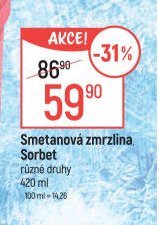 Smetanová zmrzlina Sorbet
