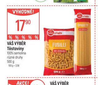 Váš výběr těstoviny