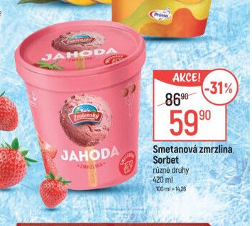 Smetanová zmrzlina Sorbet