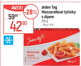 Tyčinky mozzarelové mražené Jeden Tag