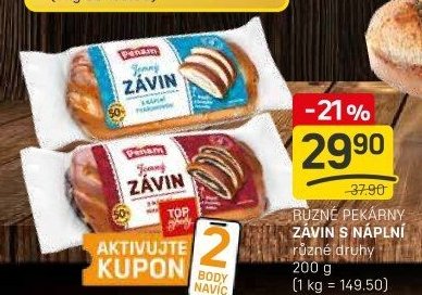 RŮZNÉ PEKÁRNY ZÁVIN S NÁPLNÍ