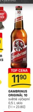 Pivo světlé výčepní Originál 10° Gambrinus