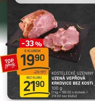 Vepřová krkovice uzená bez kosti Kostelecké uzeniny