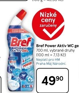 Čistič WC gelový Power Aktiv Gel Bref