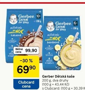 Kaše mléčná Gerber Natural for Baby