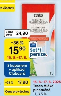 Mléko trvanlivé Tesco - 3,5% plnotučné