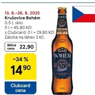 Pivo světlý ležák Bohém Krušovice