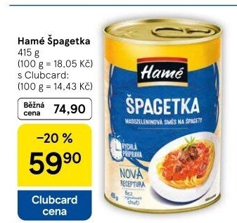 Špagetka Hamé - konzerva