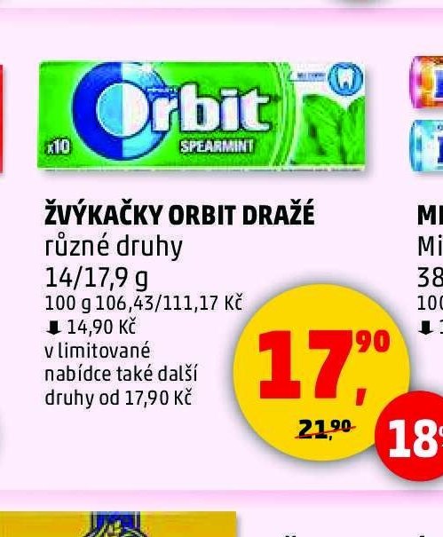 Žvýkačky Orbit dražé