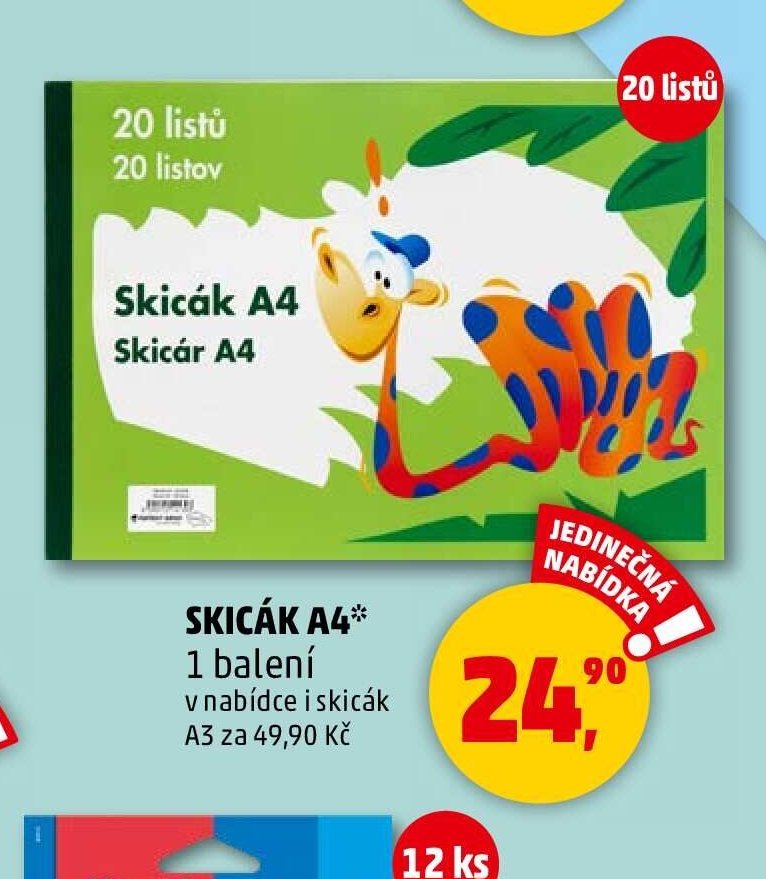 SKICÁK A4* 1 balení v nabídce i skicák A3 za 49,90 Kč