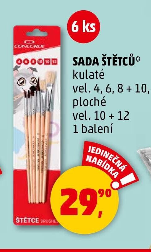 SADA ŠTĚTCŮ* kulaté vel. 4, 6, 8 + 10, ploché vel. 10 + 12 1 balení