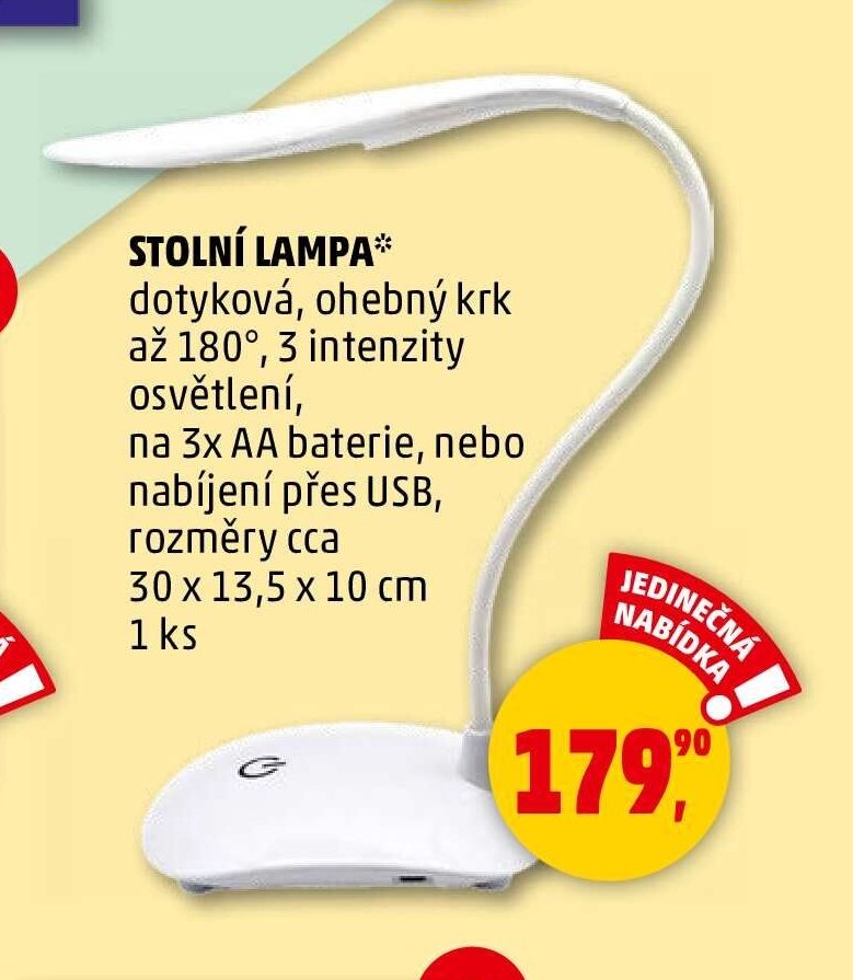 STOLNÍ LAMPA* dotyková, ohebny krk