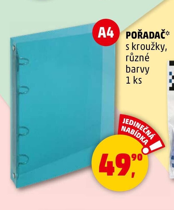 POŘADAČ* s kroužky, různé barvy
