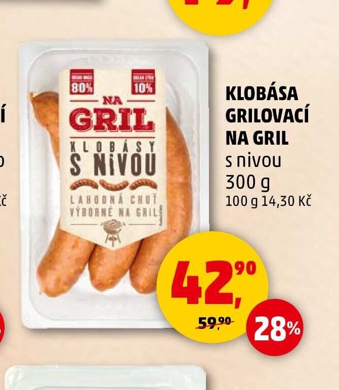 KLOBÁSA GRILOVACÍ NA GRIL s nivou